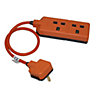 Masterplug 2 socket 13A Orange Extension lead, 0.5m