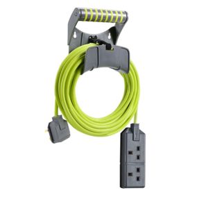 Masterplug 2 socket 13A Unswitched Not surge protected Grey & green Extension lead, 10m
