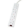Masterplug 4 socket 10A White Extension lead, 2m