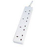 Masterplug 4 socket 10A White Extension lead, 3m