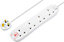 Masterplug 4 socket 13A Surge protected White Extension lead, 2m
