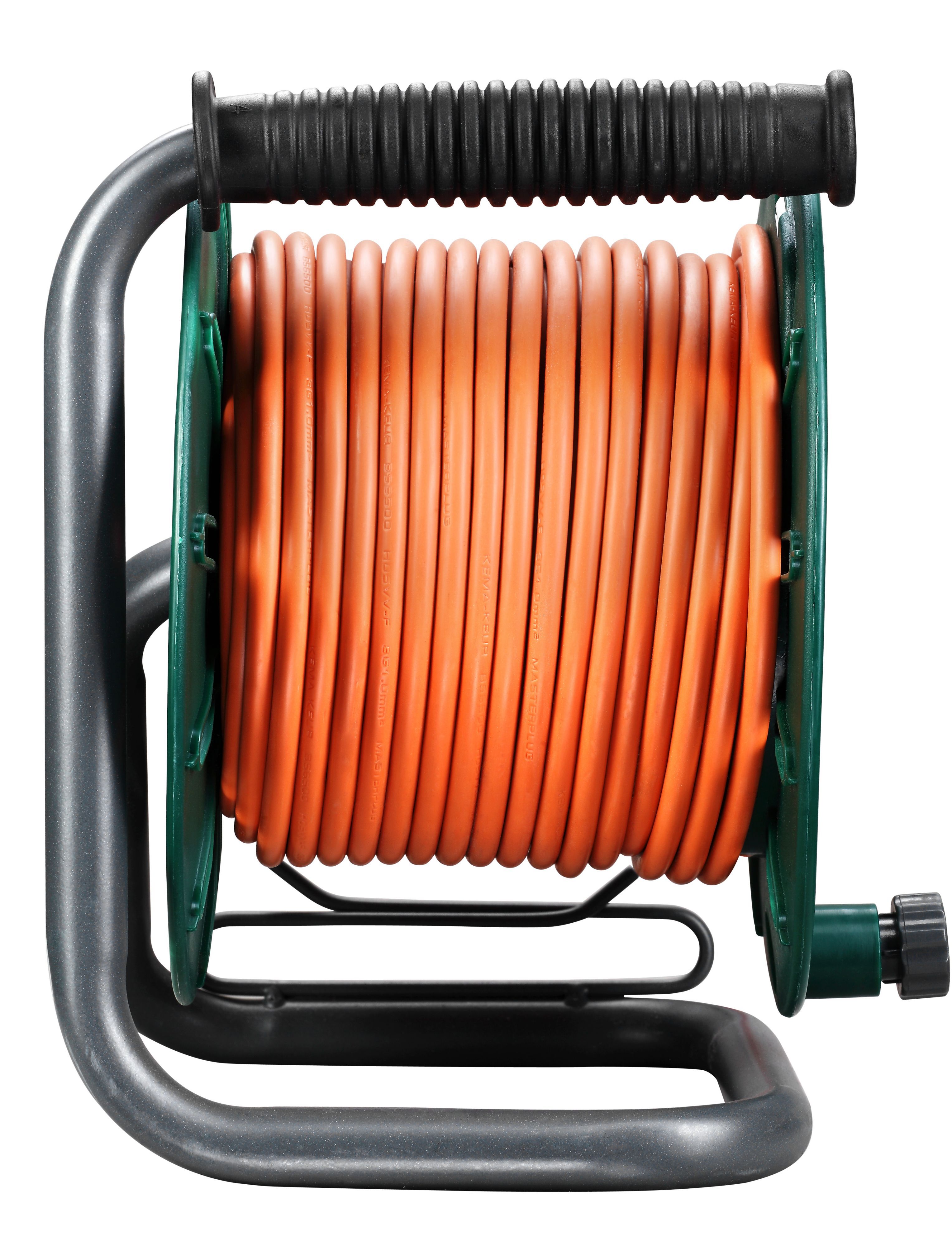 Masterplug 4 socket Green & orange Outdoor Cable reel, 25m