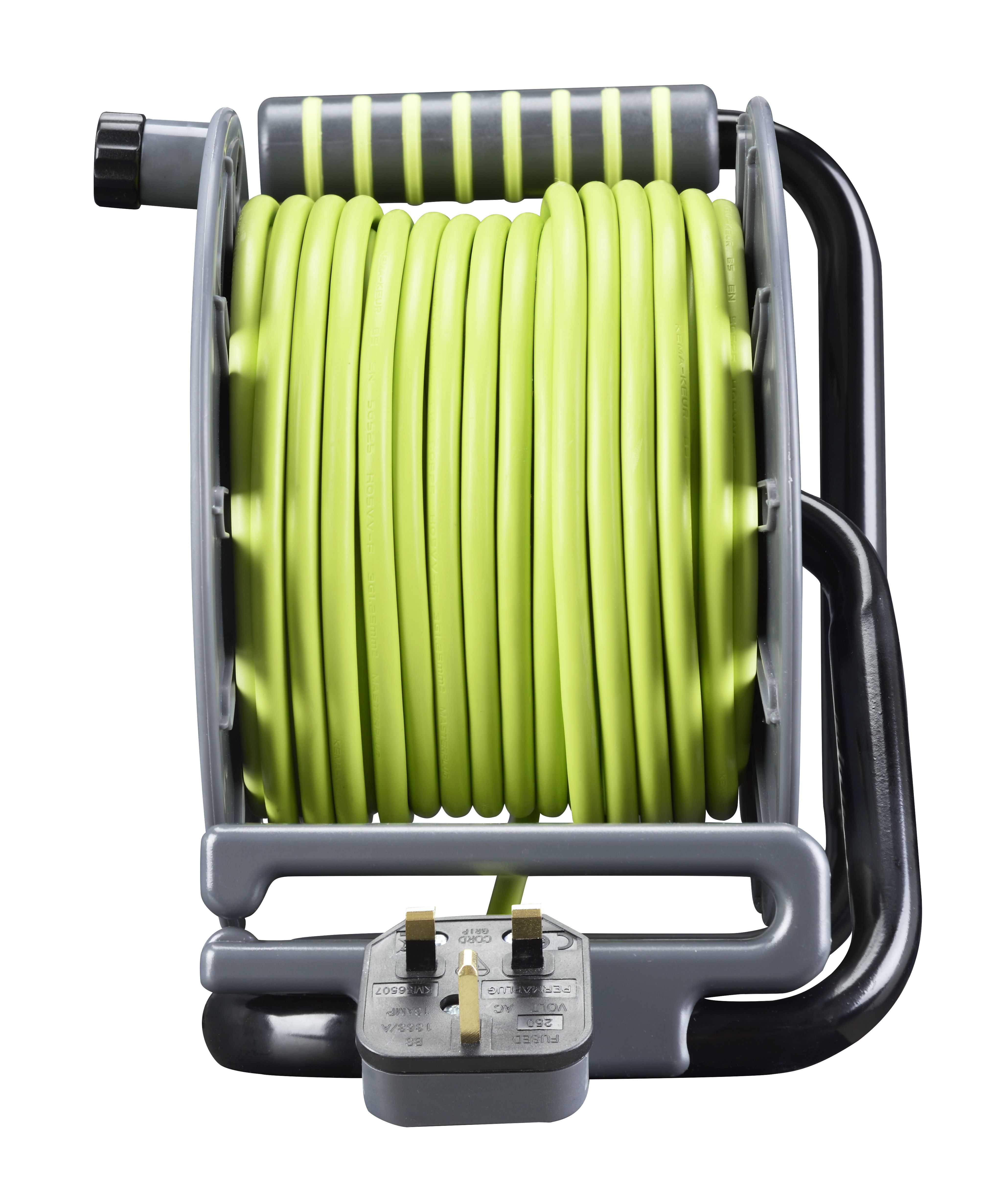 Masterplug 4 socket Grey & green Indoor & outdoor Cable reel, 25m