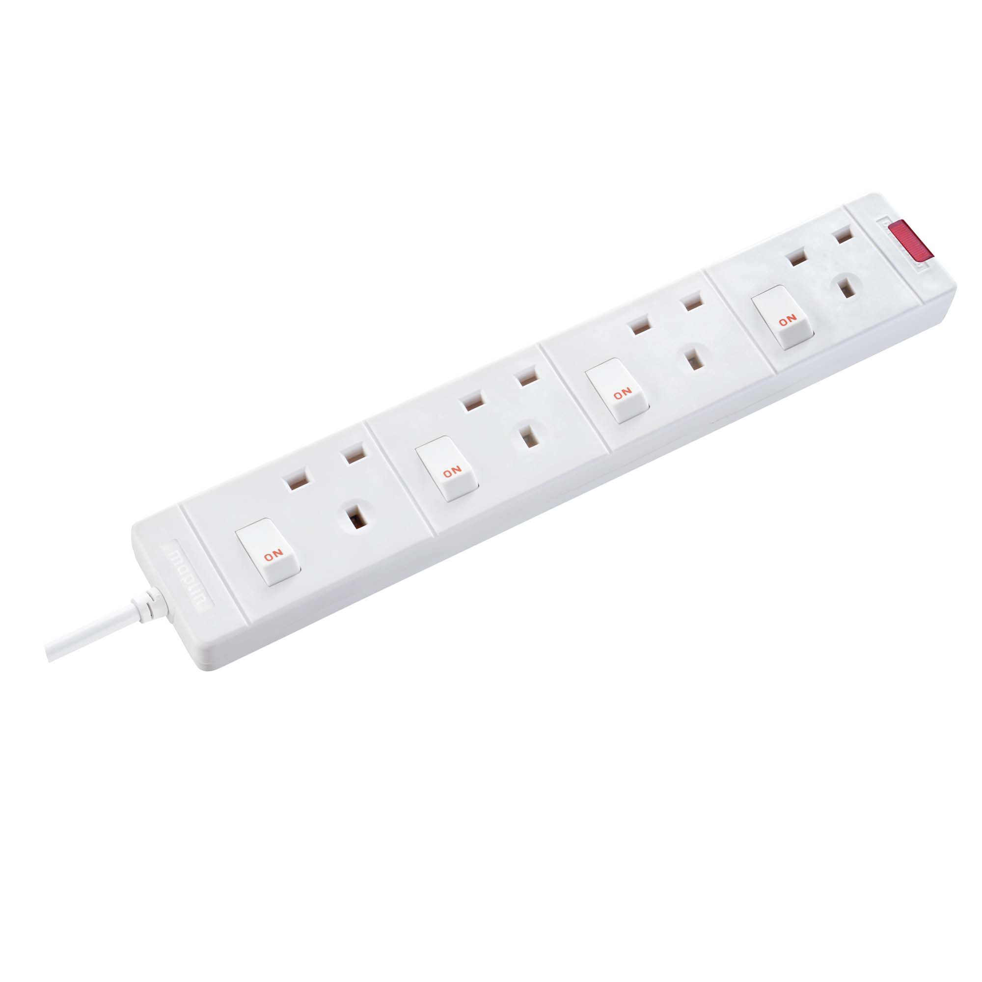 Masterplug 4 socket White Extension lead, 2m | Tradepoint