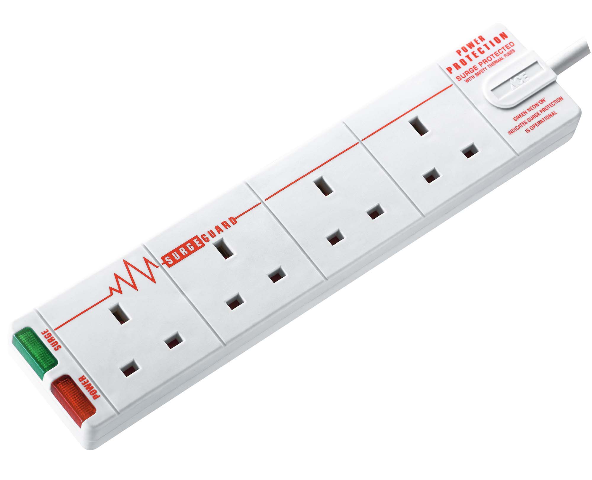 Masterplug 4 socket White Extension lead, 2m | Tradepoint