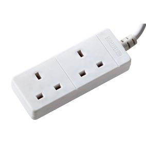 Masterplug Basic 2 socket Unswitched White Extension lead, 3m