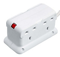 Masterplug Basic 4 socket Unswitched White Extension lead, 1m