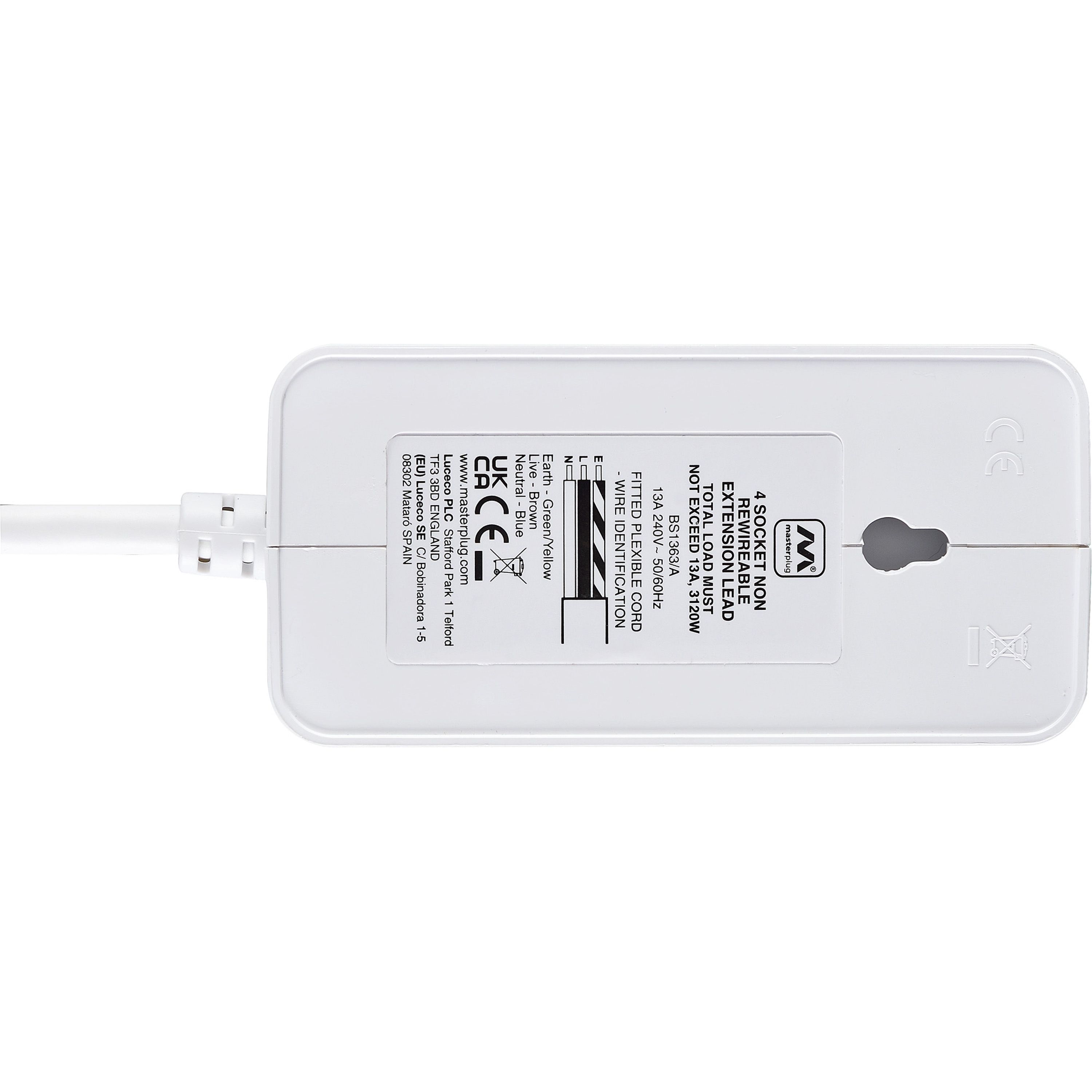 Masterplug BDFN110-BD Basic 4 socket White Extension lead, 1m