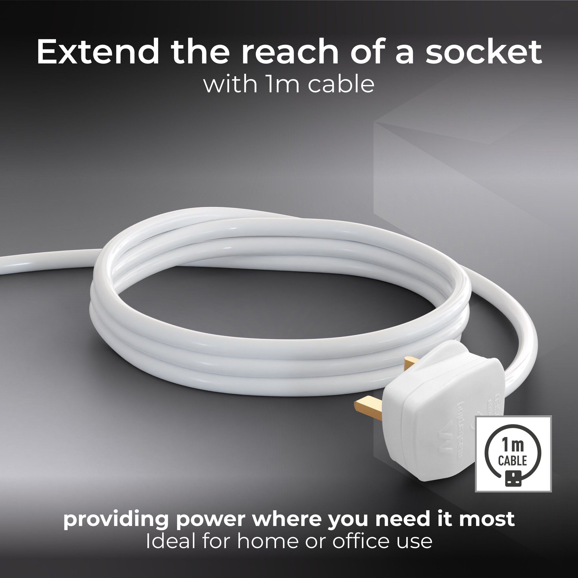 Masterplug BDFN110-BD Basic 4 socket White Extension lead, 1m