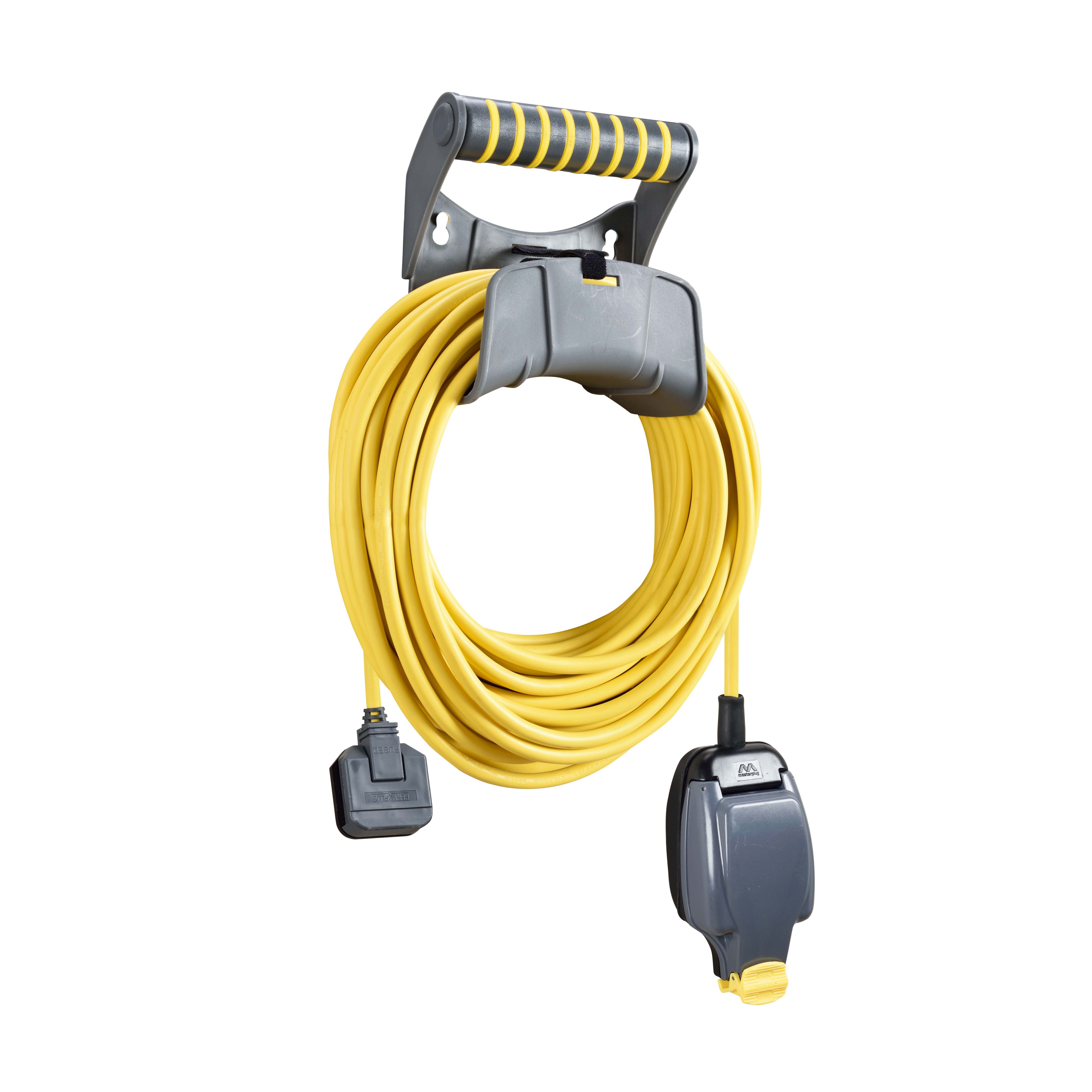 Masterplug IP54 Rated 1 socket 13A Grey & yellow Extension lead, 15m