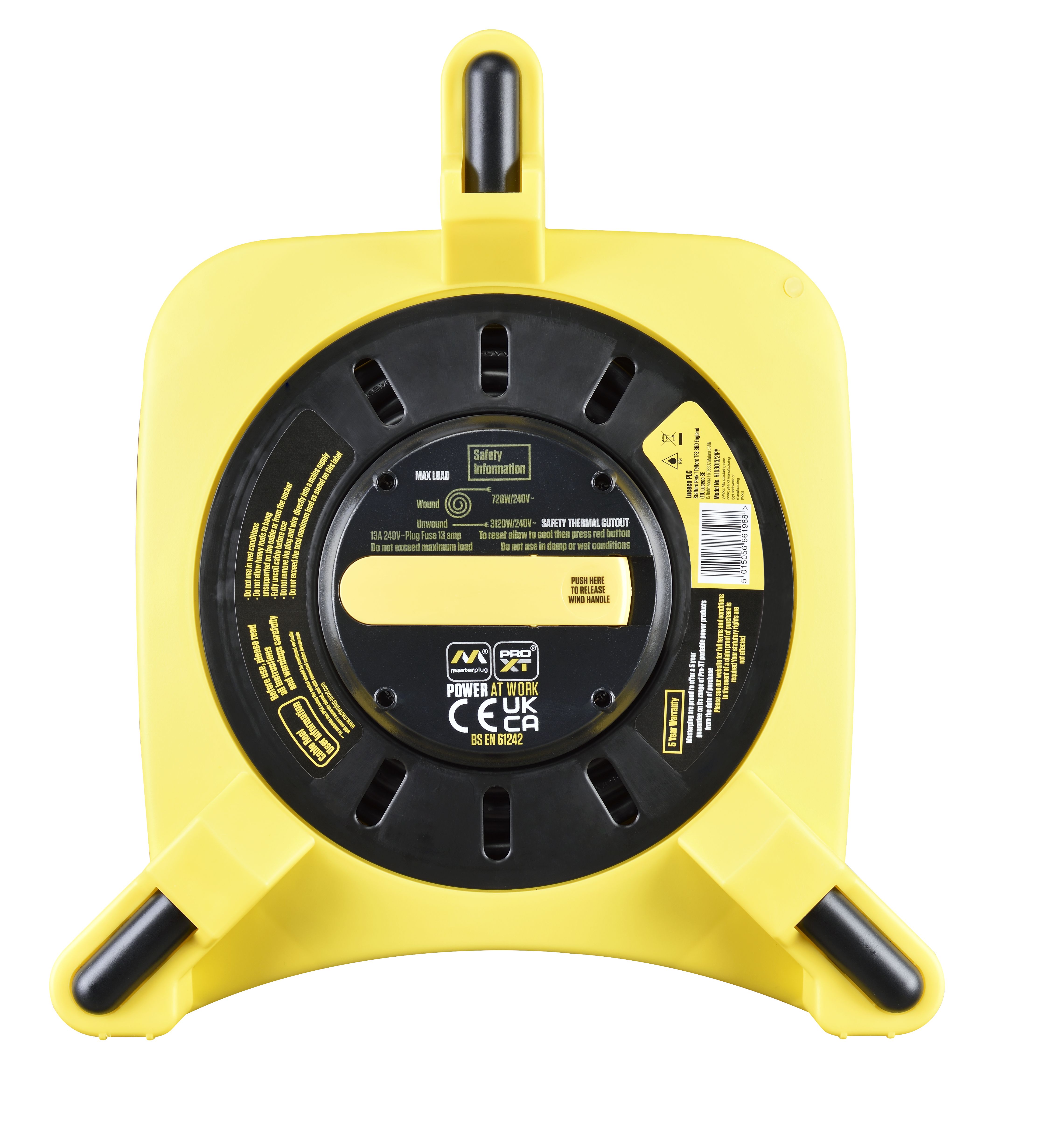 Masterplug IP54 Rated 2 socket Yellow & black Indoor & outdoor Cable reel, 30m