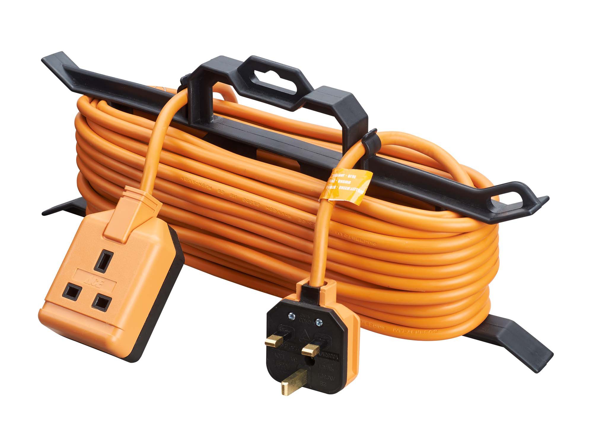 Masterplug Outdoor 1 socket Unswitched Orange Extension lead, 15m
