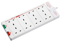 Masterplug Surge 8 socket Unswitched Surge protected White Extension lead, 2m