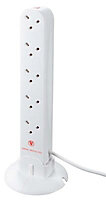 Masterplug Surge White 13A 10 socket Extension lead with USB, 1m