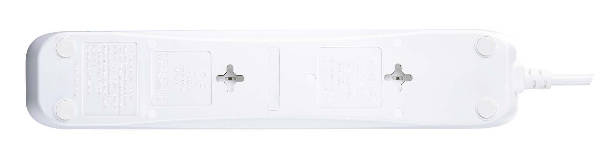 Masterplug Surge White 4 socket Extension lead with USB, 1m
