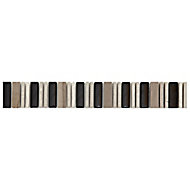 Matchstick Black & grey Mosaic Marble Border tile, (L)330mm (W)48mm