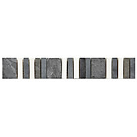 Matchstick Grey Mosaic Border tile, (L)250mm (W)40mm