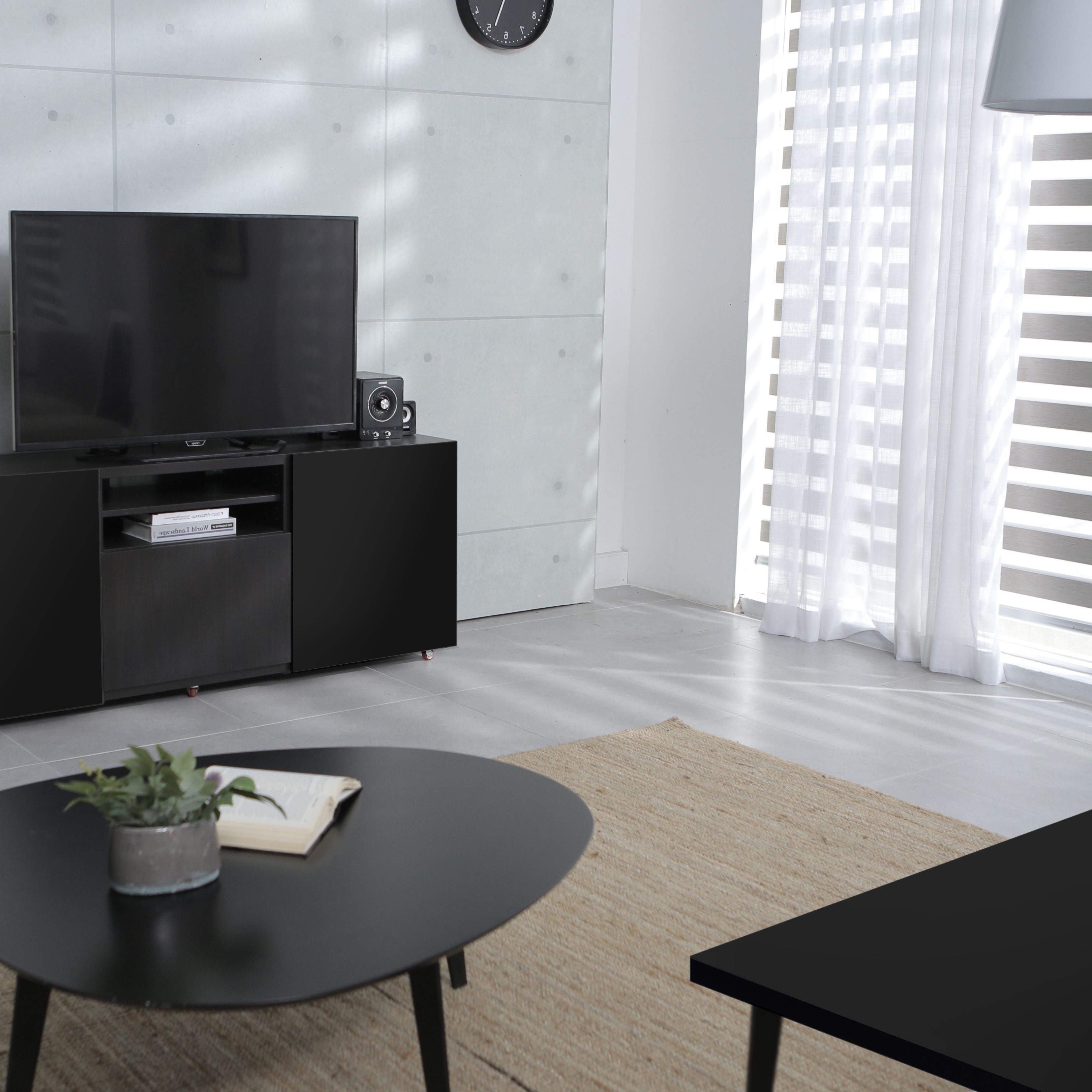 Matt Black Fully edged Chipboard Furniture board, (L)1.2m (W)400mm (T)18mm