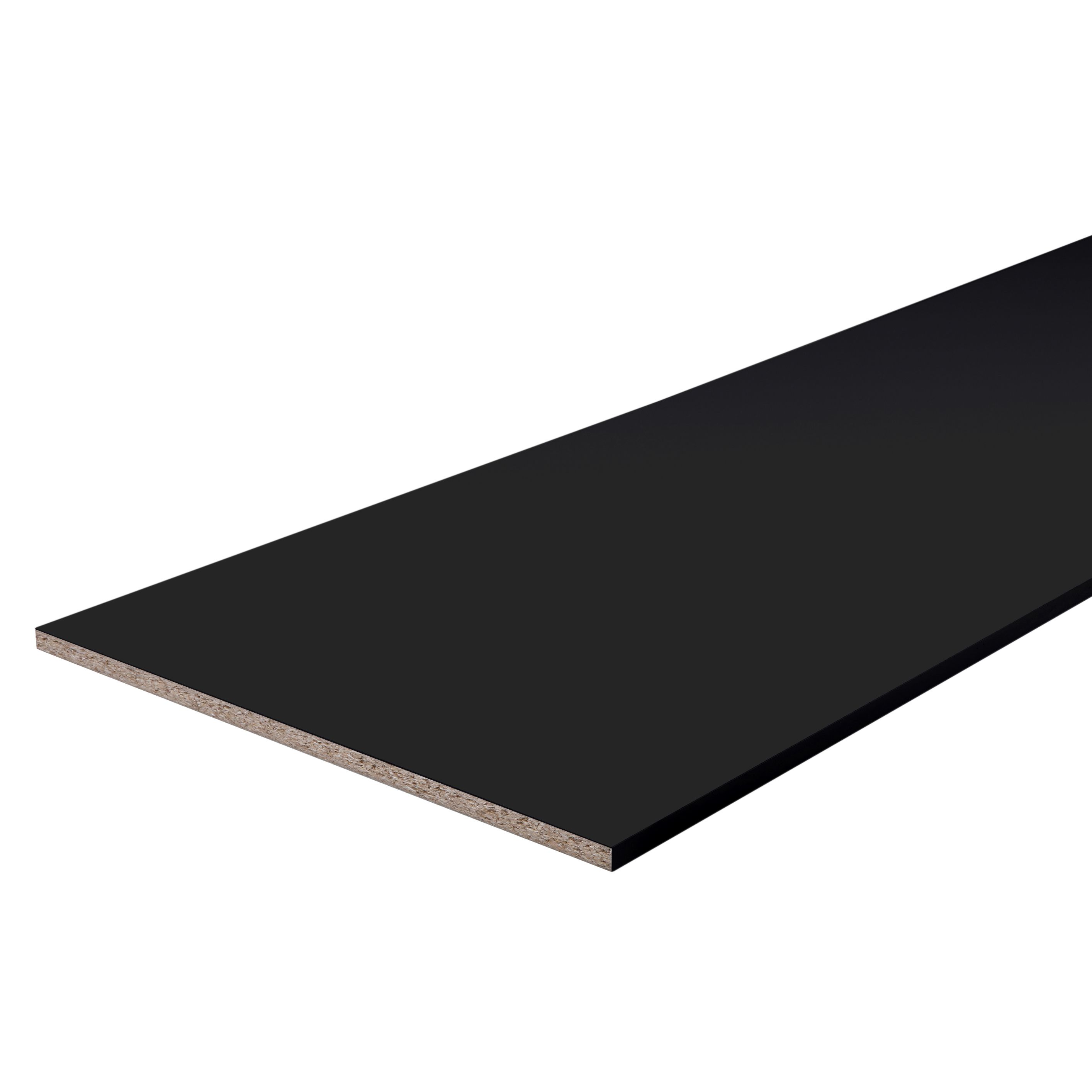 Matt Black Semi edged Chipboard Furniture board, (L)2.5m (W)400mm (T)18mm