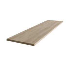 Matt Brown Oak effect Round edge Chipboard & laminate Bathroom Worktop 2.4cm x 150cm