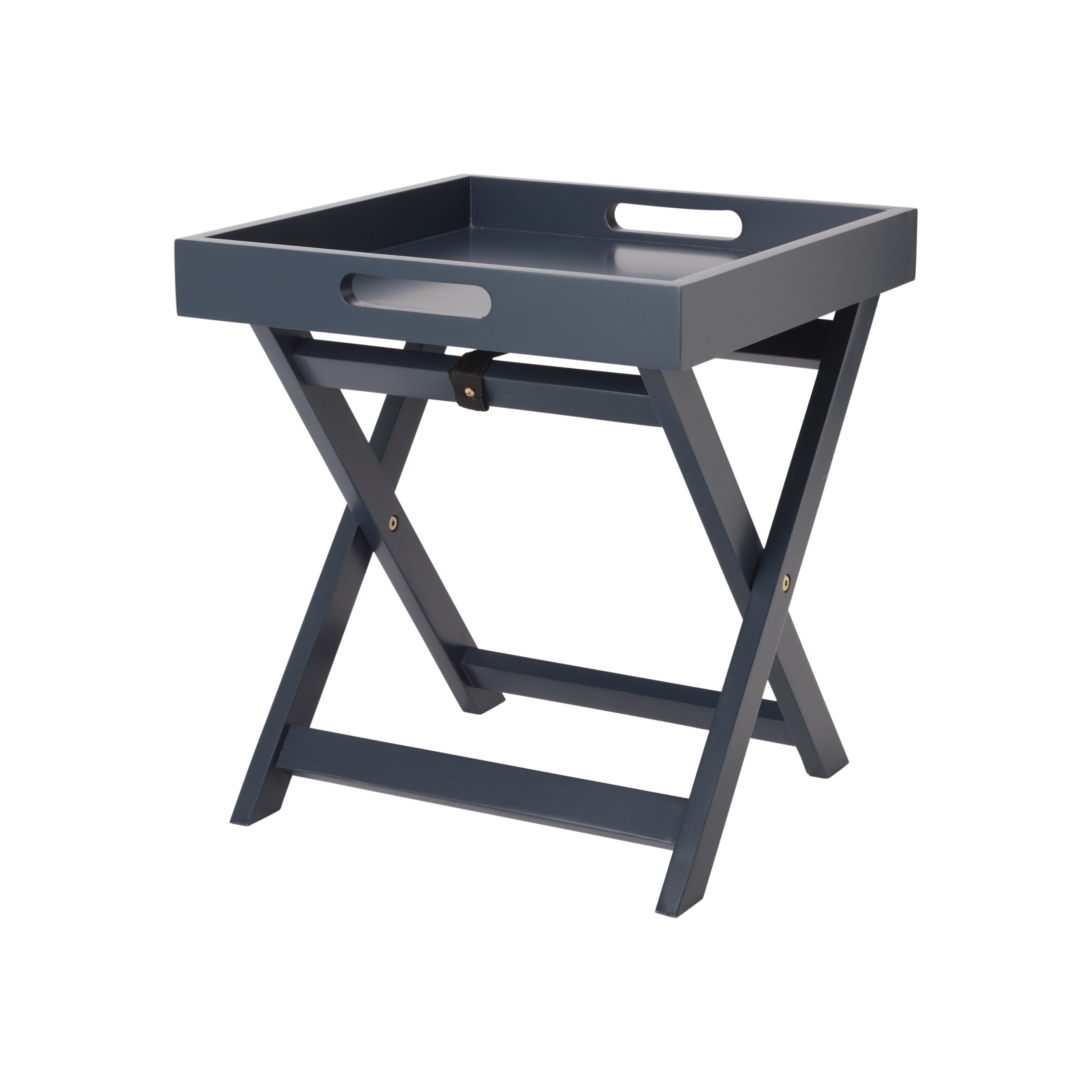 Matt dark blue Tray table H 44cm W 40cm D 40cm