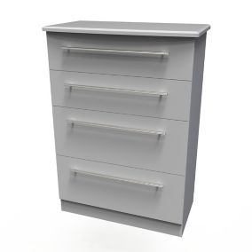 Matt grey 4 Drawer Chest of drawers (H)1075mm (W)765mm (D)415mm