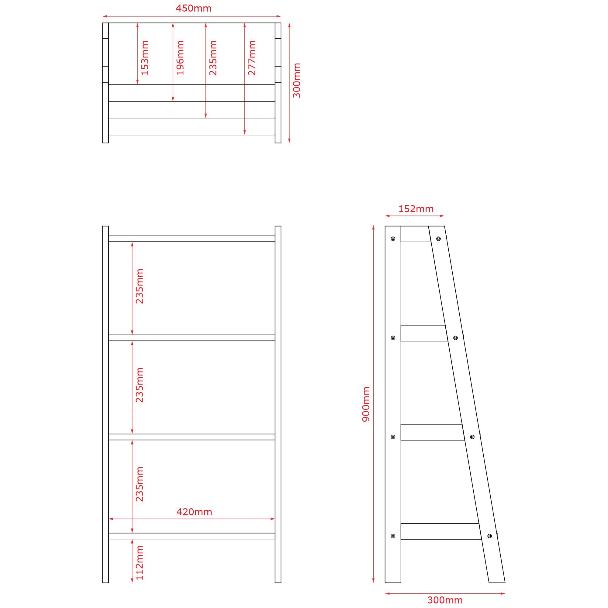 Matt Grey Freestanding Shelving (D)30cm (H)90cm