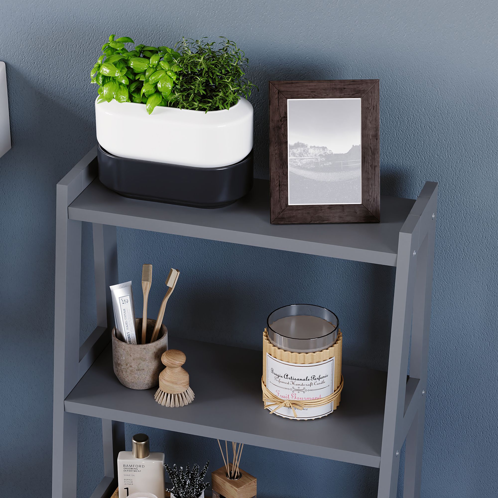 Matt Grey Freestanding Shelving (D)30cm (H)90cm