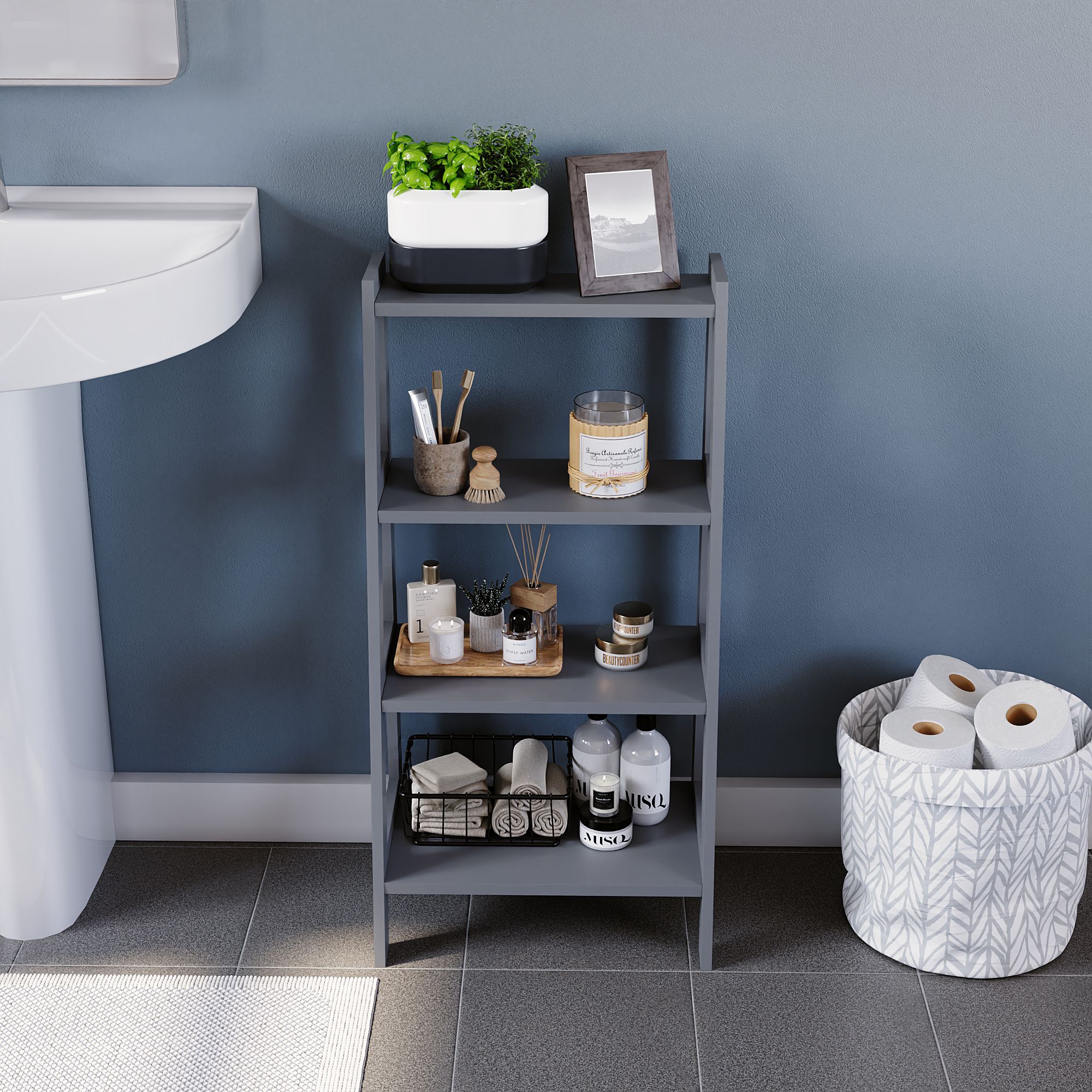 Matt Grey Freestanding Shelving (D)30cm (H)90cm
