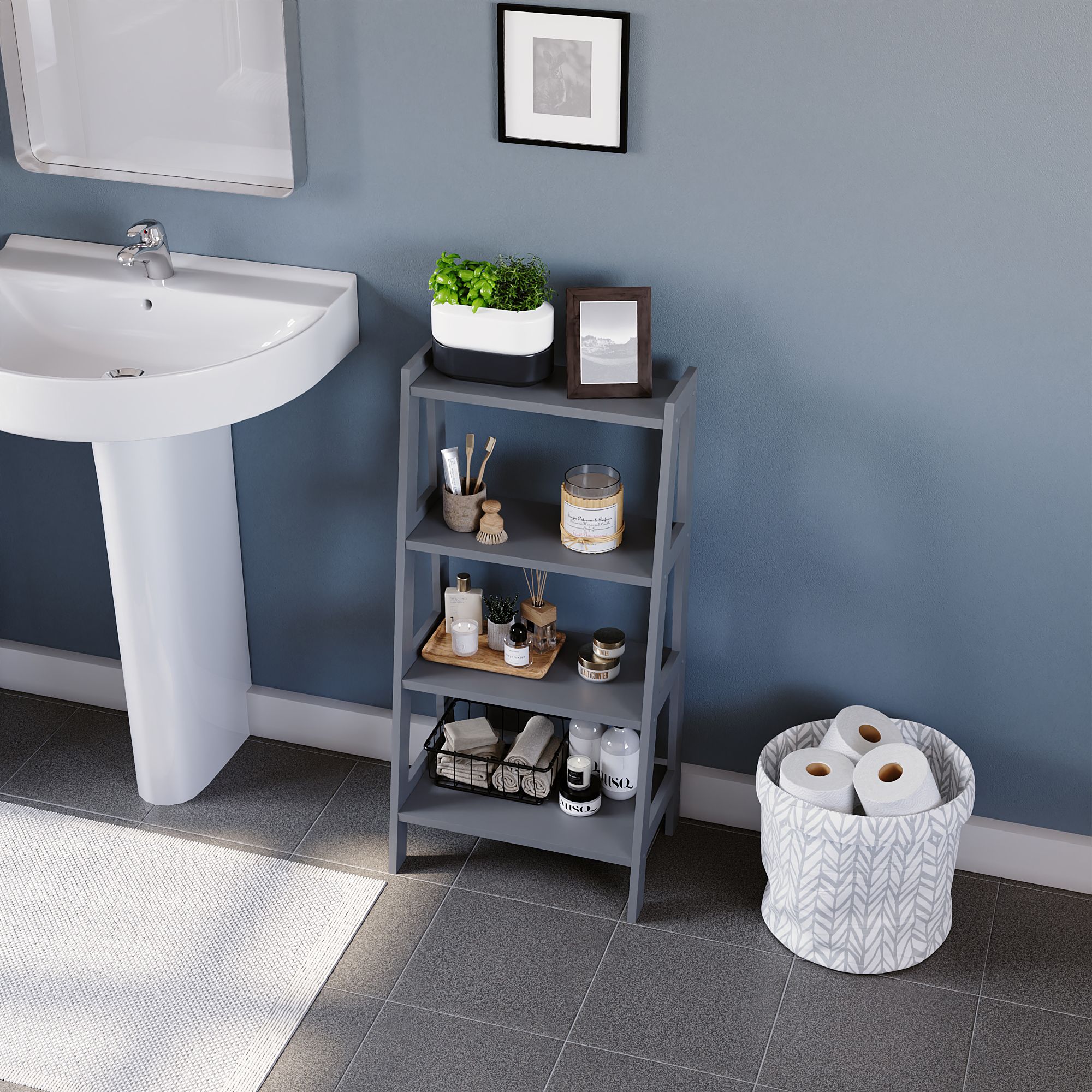 Matt Grey Freestanding Shelving (D)30cm (H)90cm