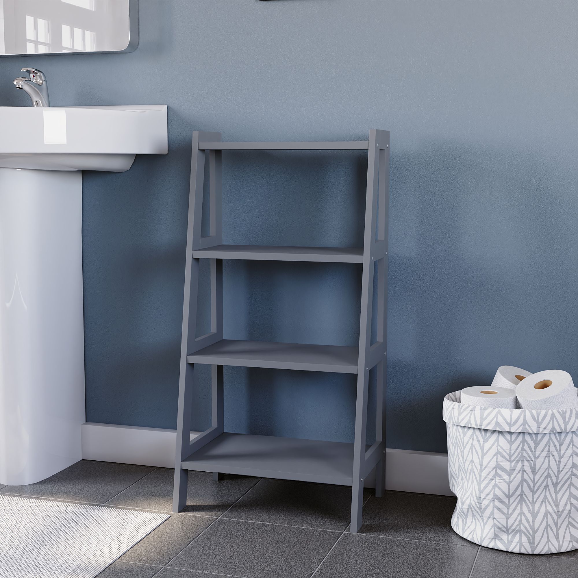 Matt Grey Freestanding Shelving (D)30cm (H)90cm