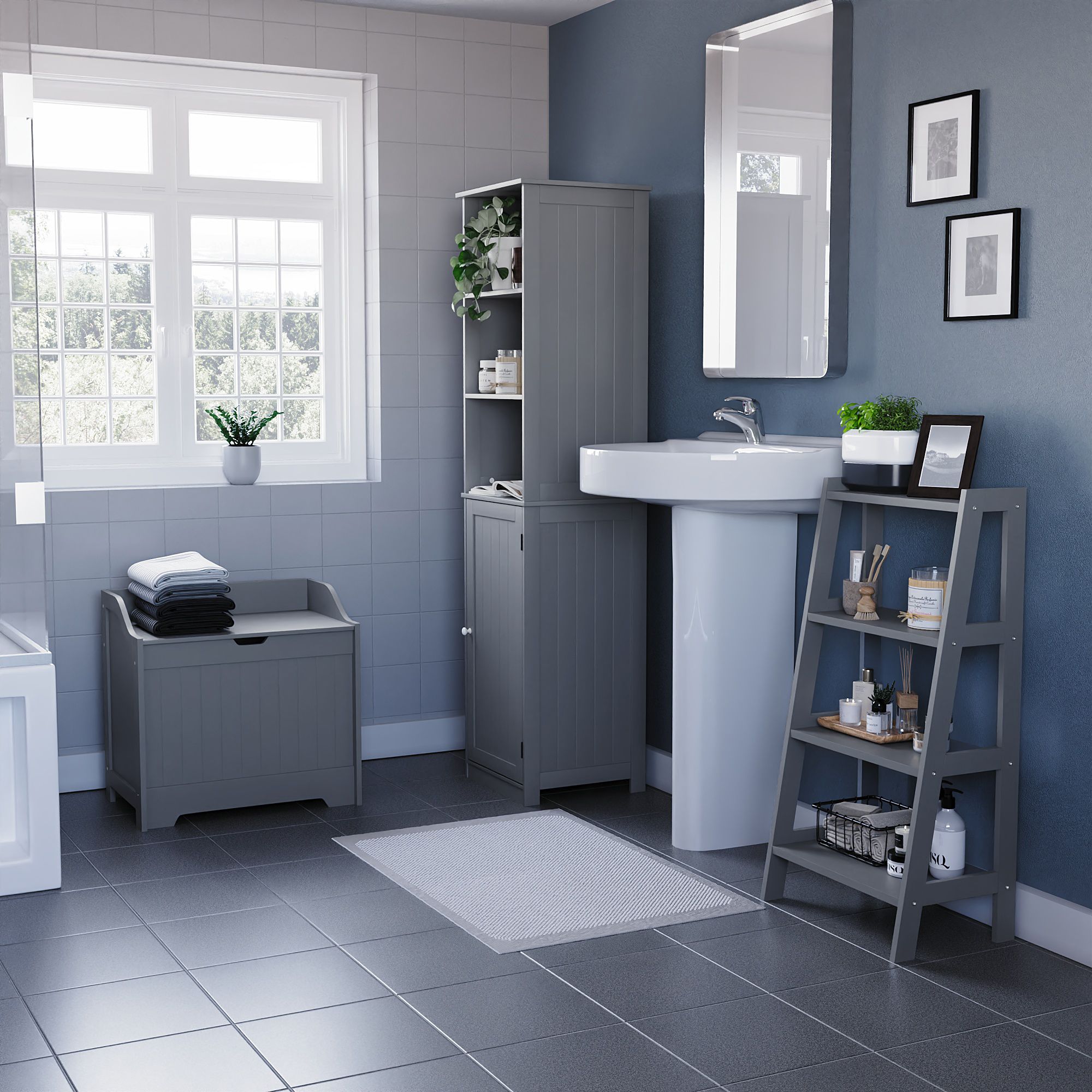 Matt Grey Freestanding Shelving (D)30cm (H)90cm
