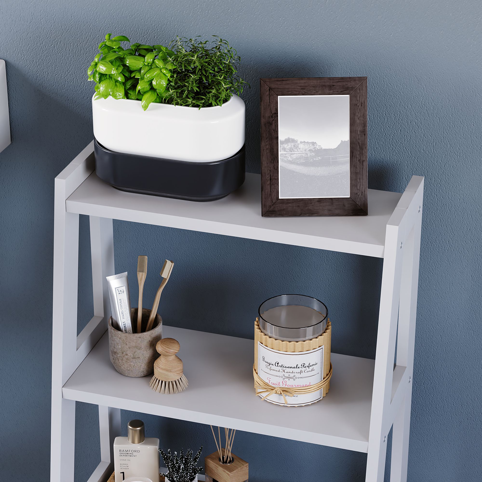 Matt White Freestanding Shelving (D)30cm (H)90cm