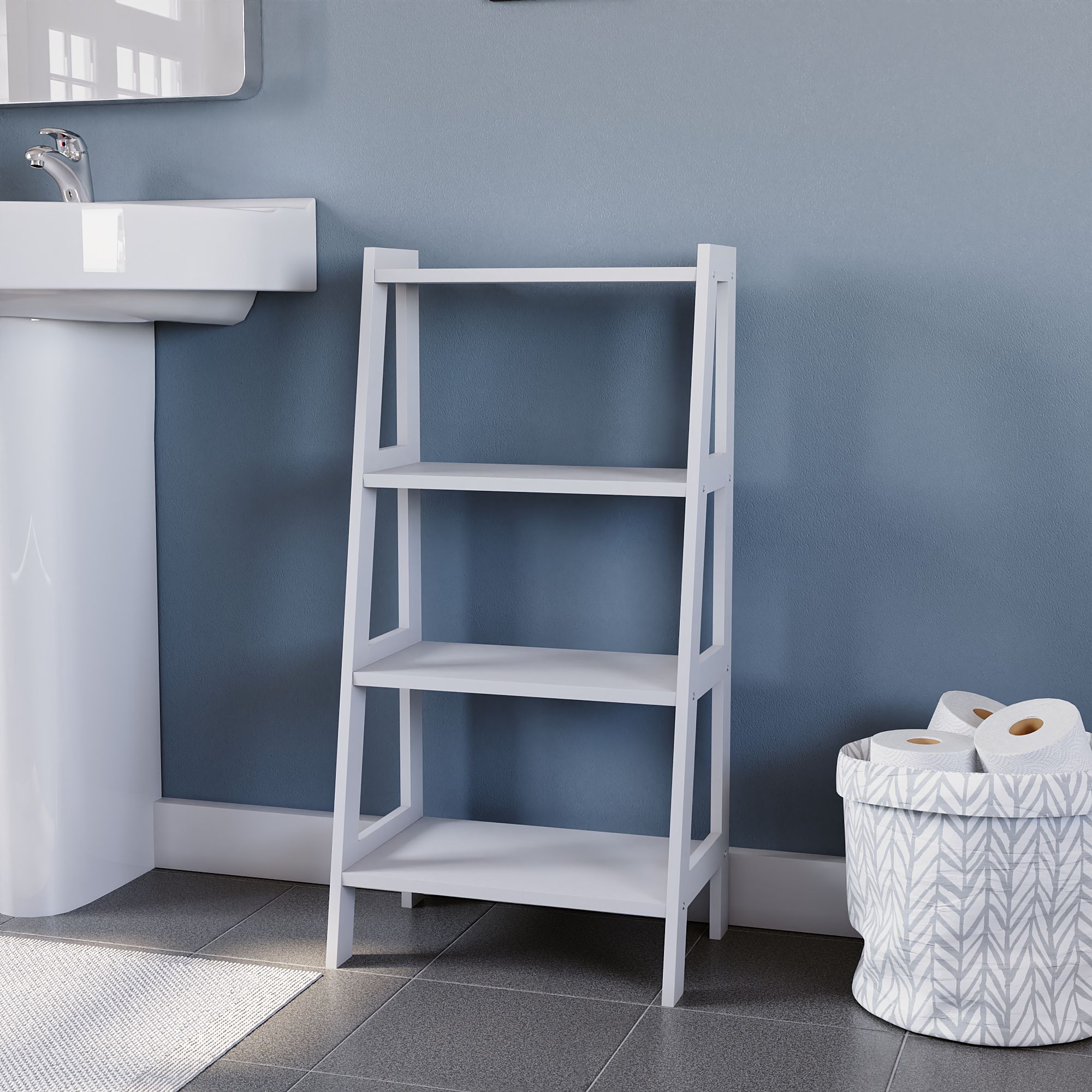 Matt White Freestanding Shelving (D)30cm (H)90cm