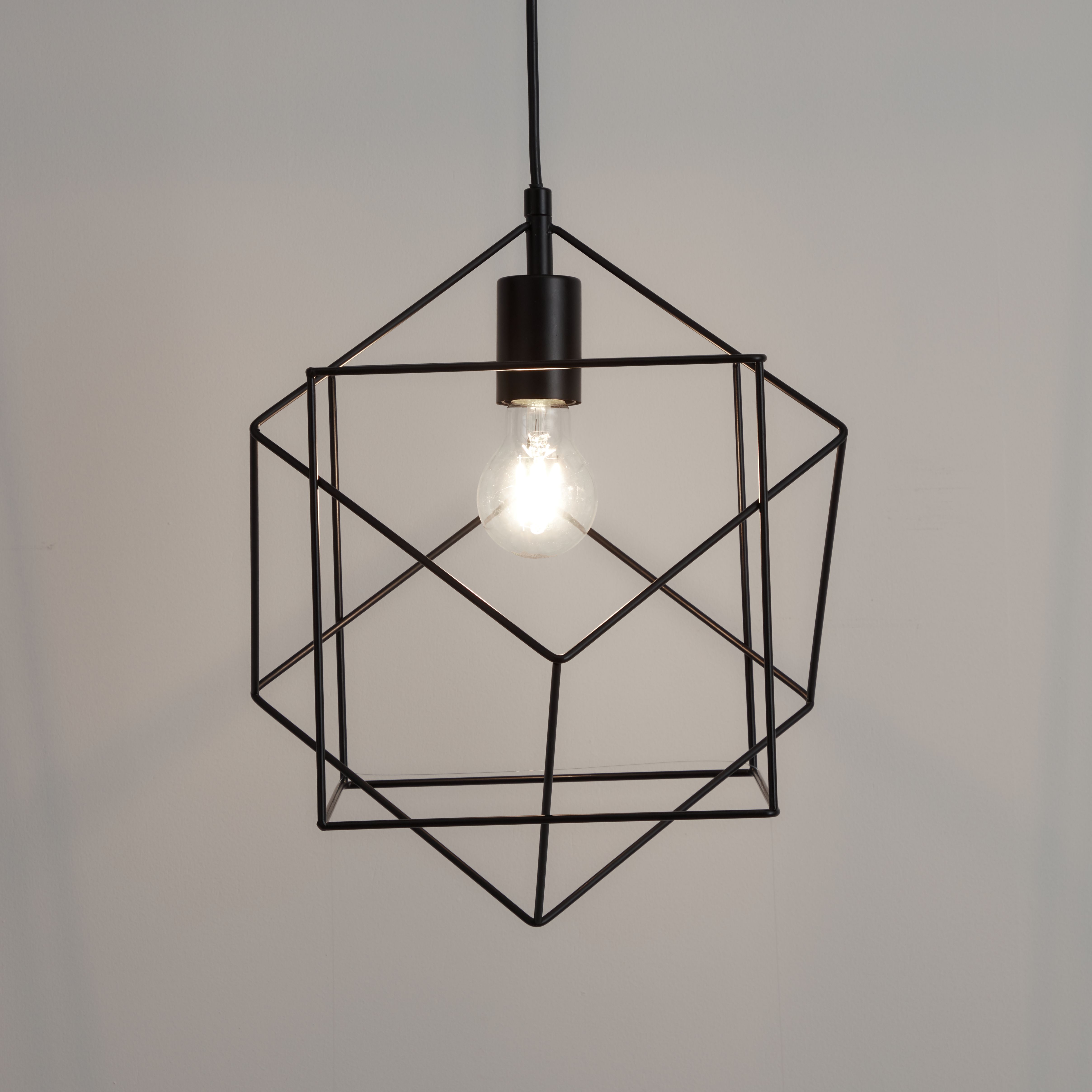 Mavique Matt Black Pendant ceiling light, (Dia)220mm