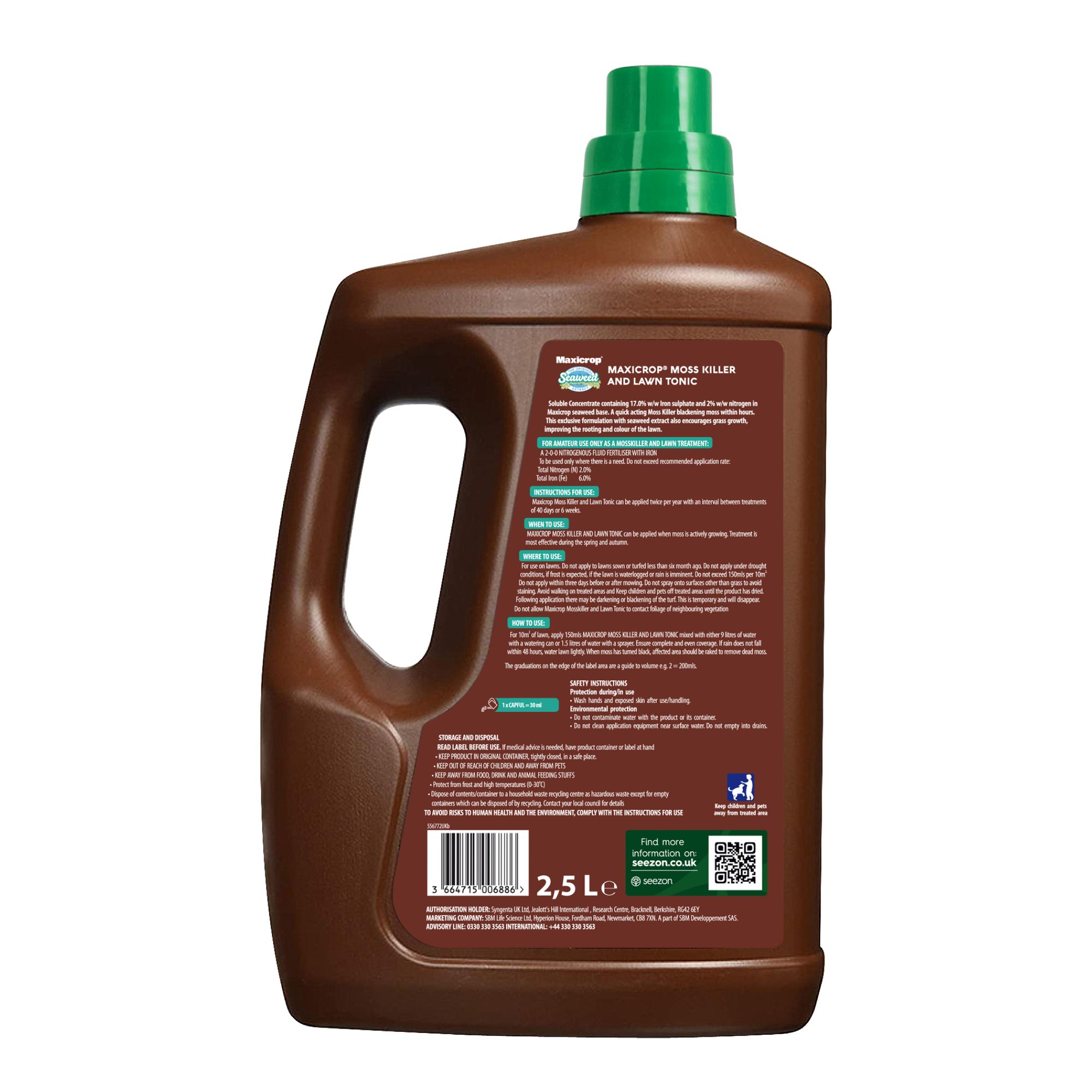 Maxicrop Lawn food & moss control, 2.5L Liquid