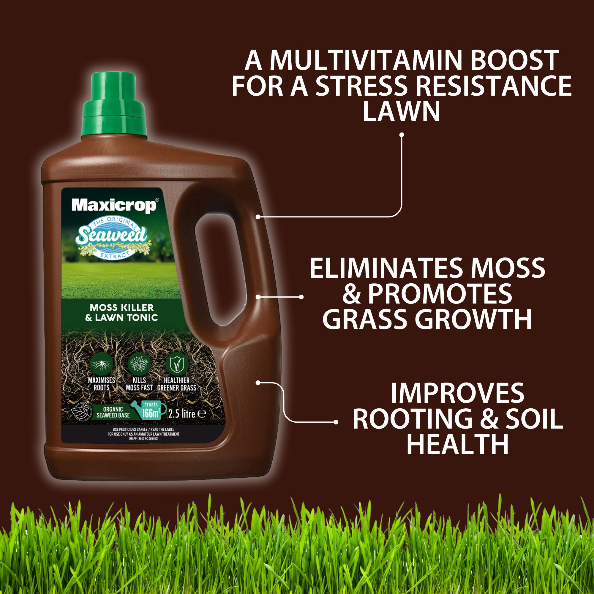 Maxicrop Lawn food & moss control, 2.5L Liquid
