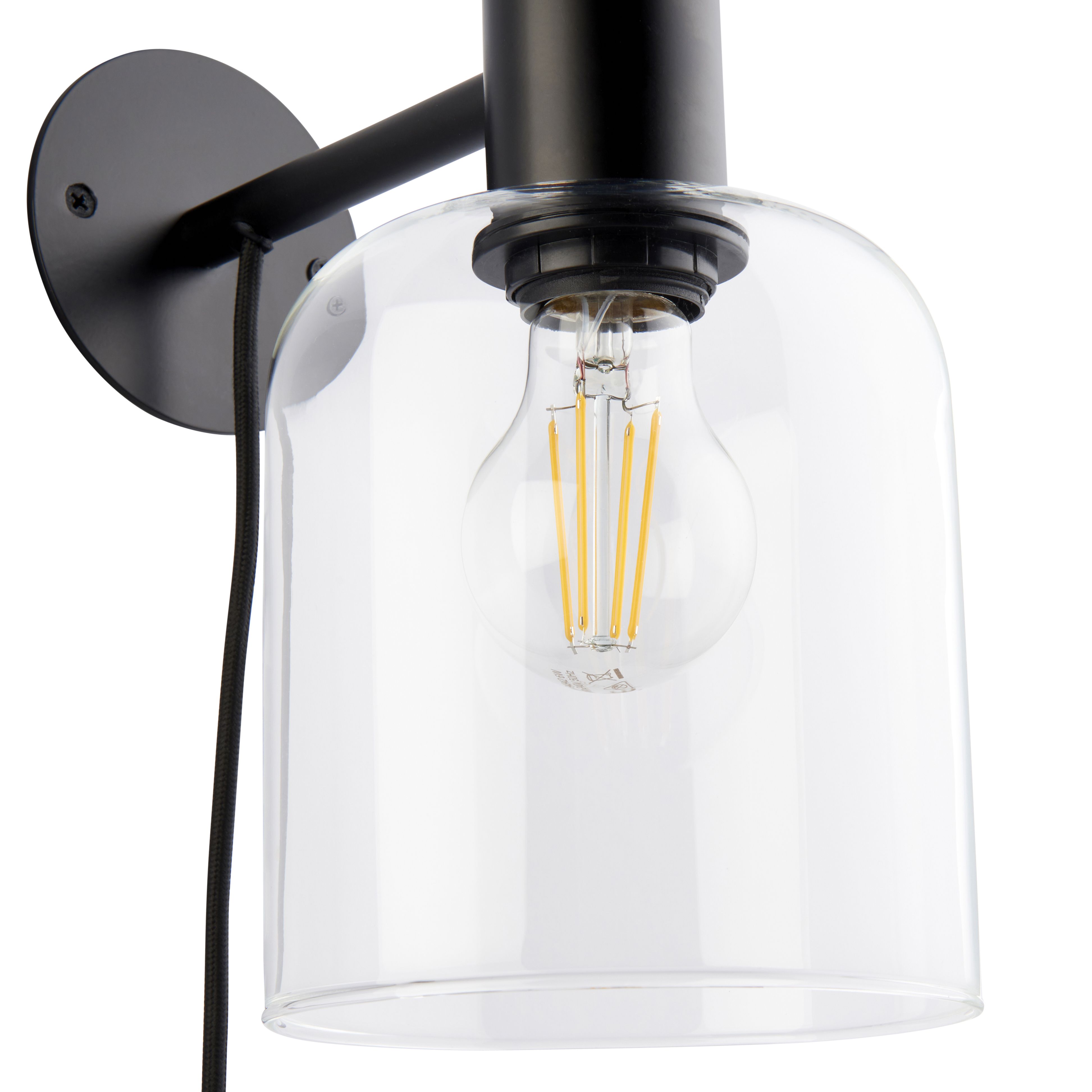 Maxton Black Plug-in Wall light 95424 | Tradepoint