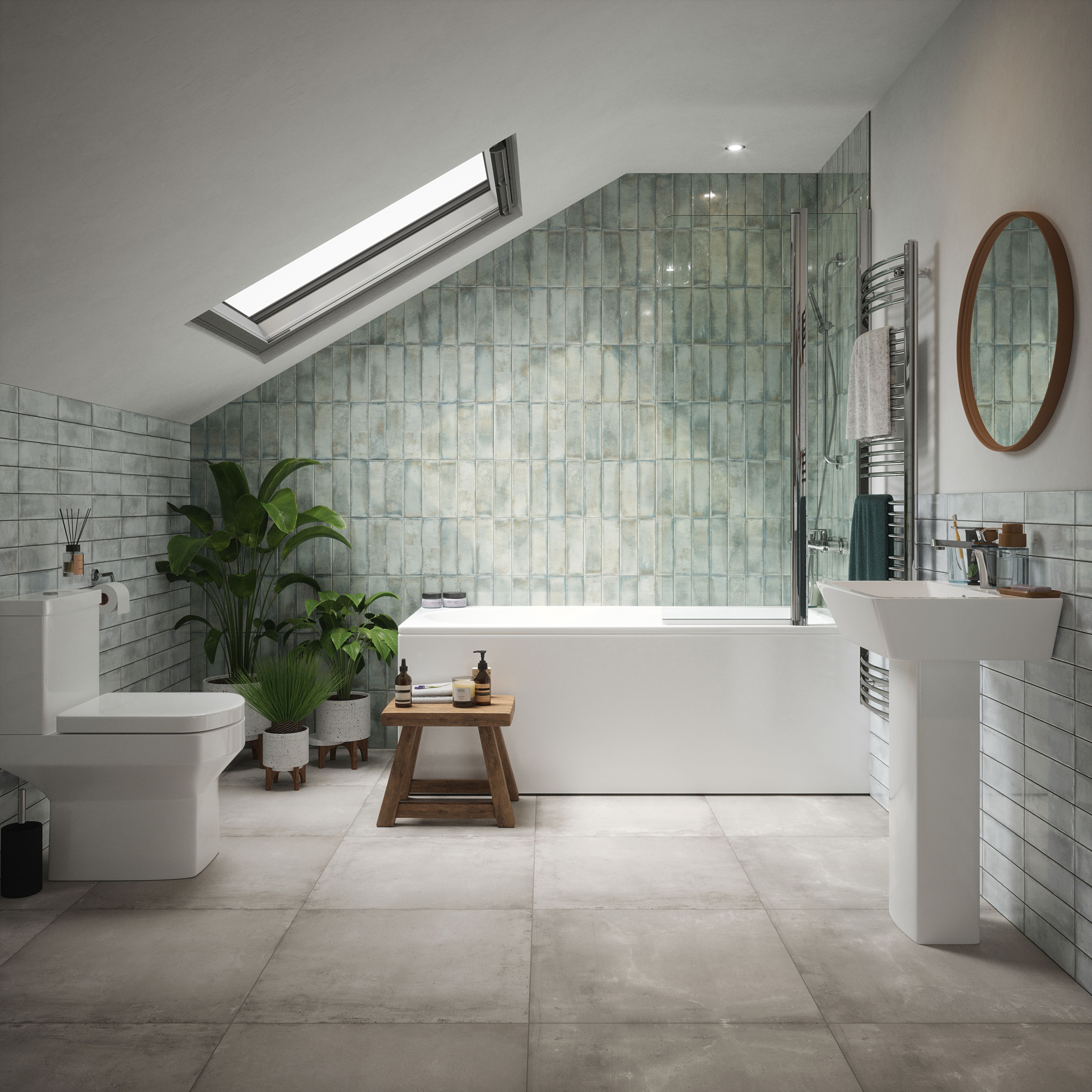 Maya Green Gloss Structured Plain Ceramic Wall Tile, Pack of 54, (L)245mm (W)75mm