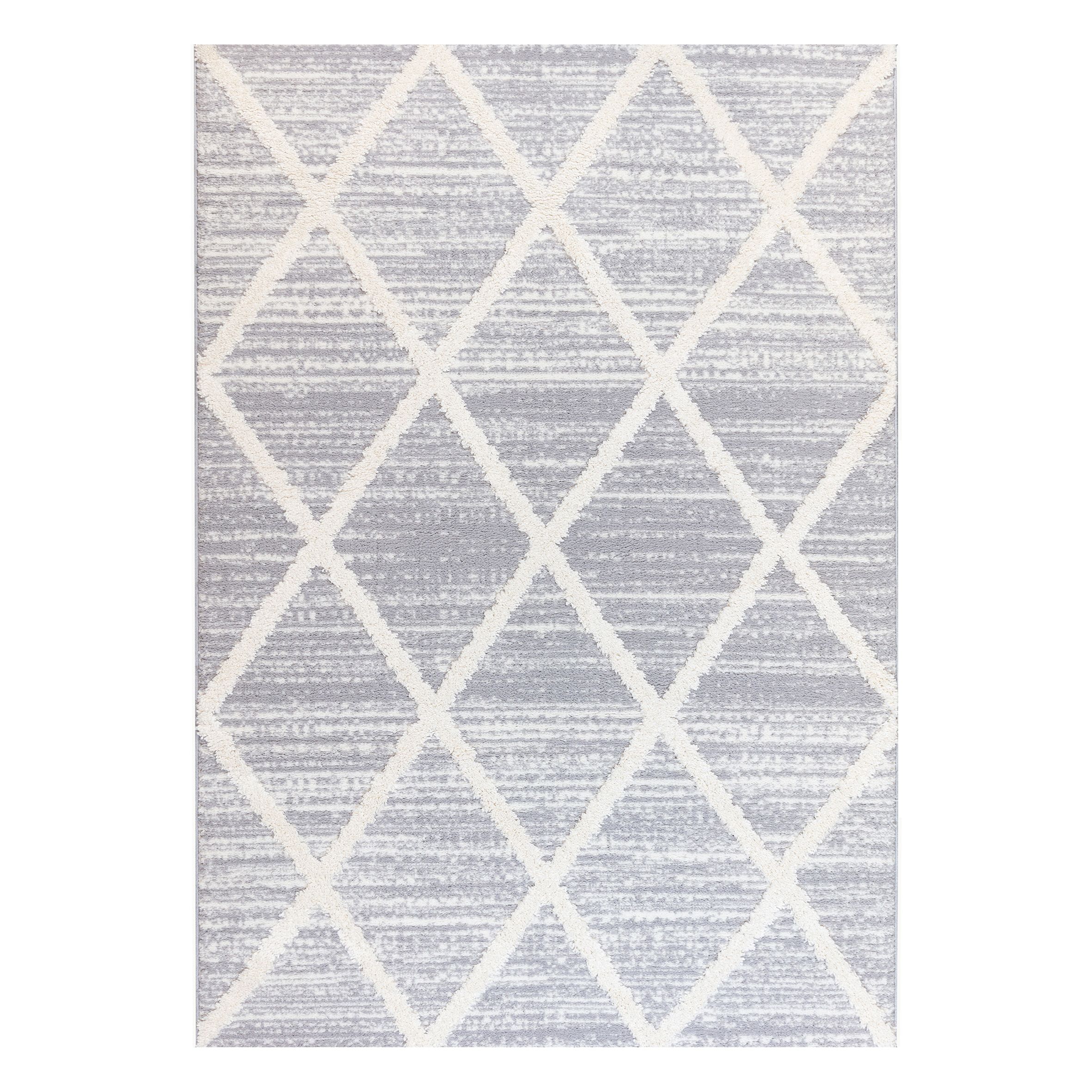Maya Grey Berber Shaggy Medium Rug, (L)160cm x (W)120cm