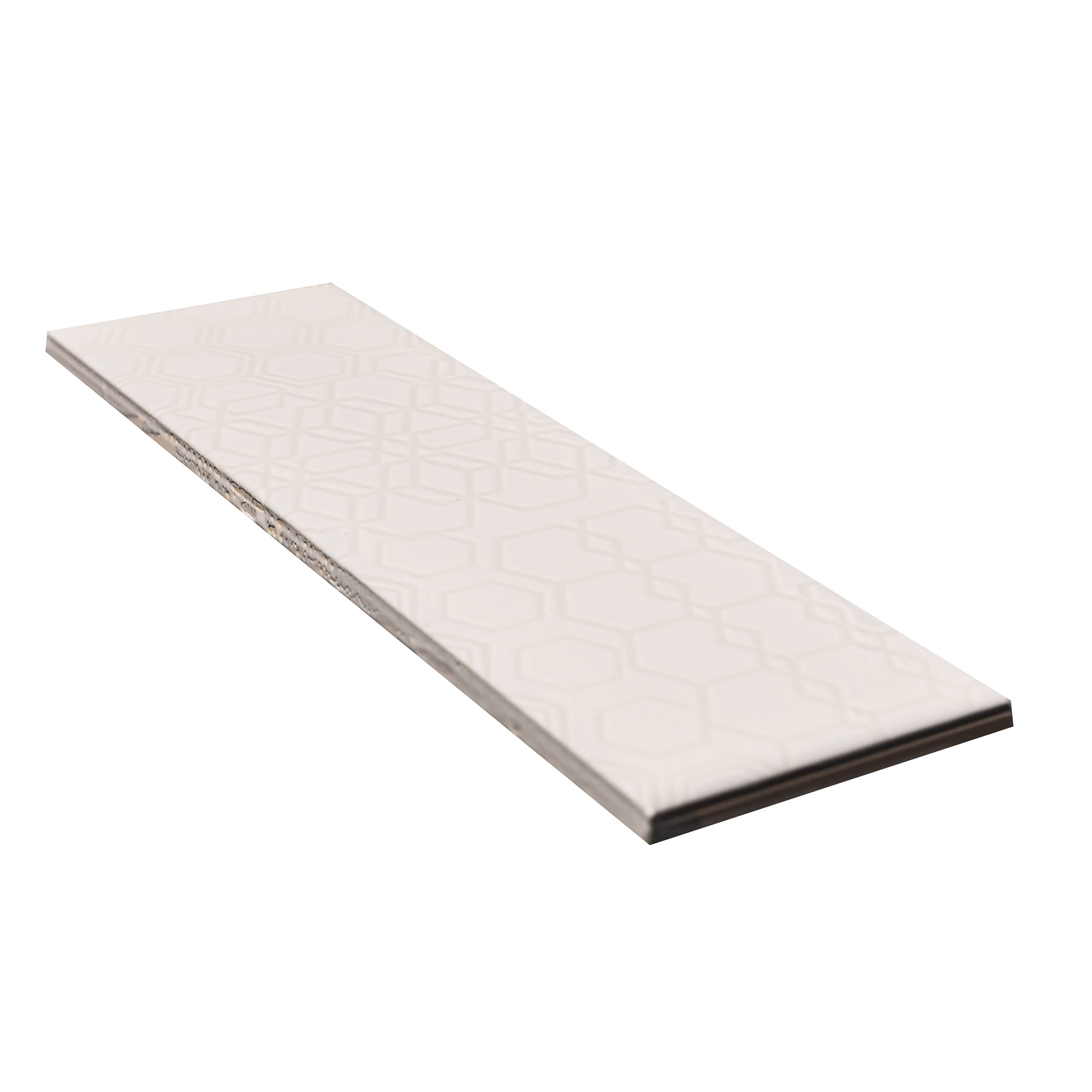 Mayfair White Gloss Patterned Ceramic Wall Tile, Pack of 54, (L)245mm (W)75mm