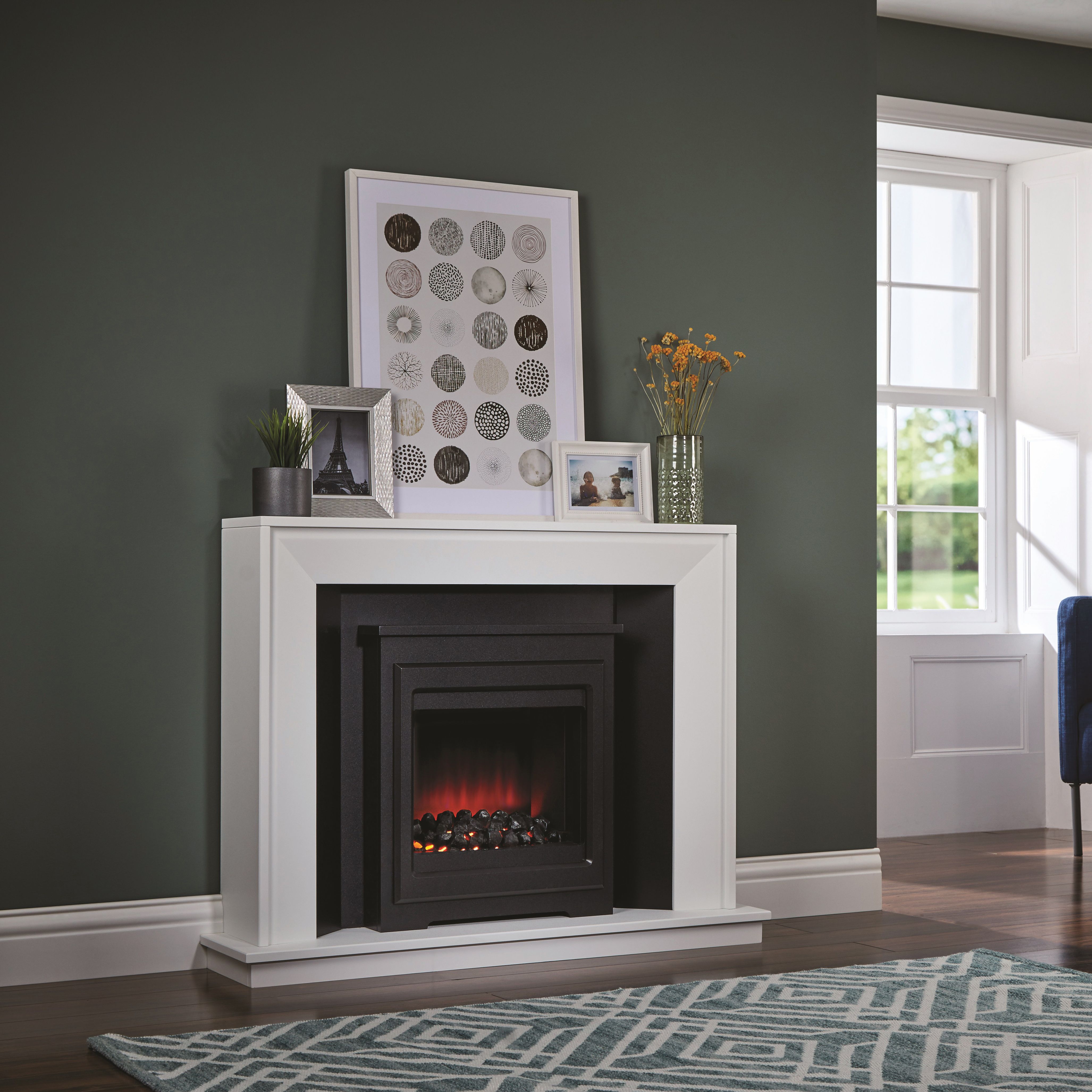 Mayford White Electric LED electric fire suite