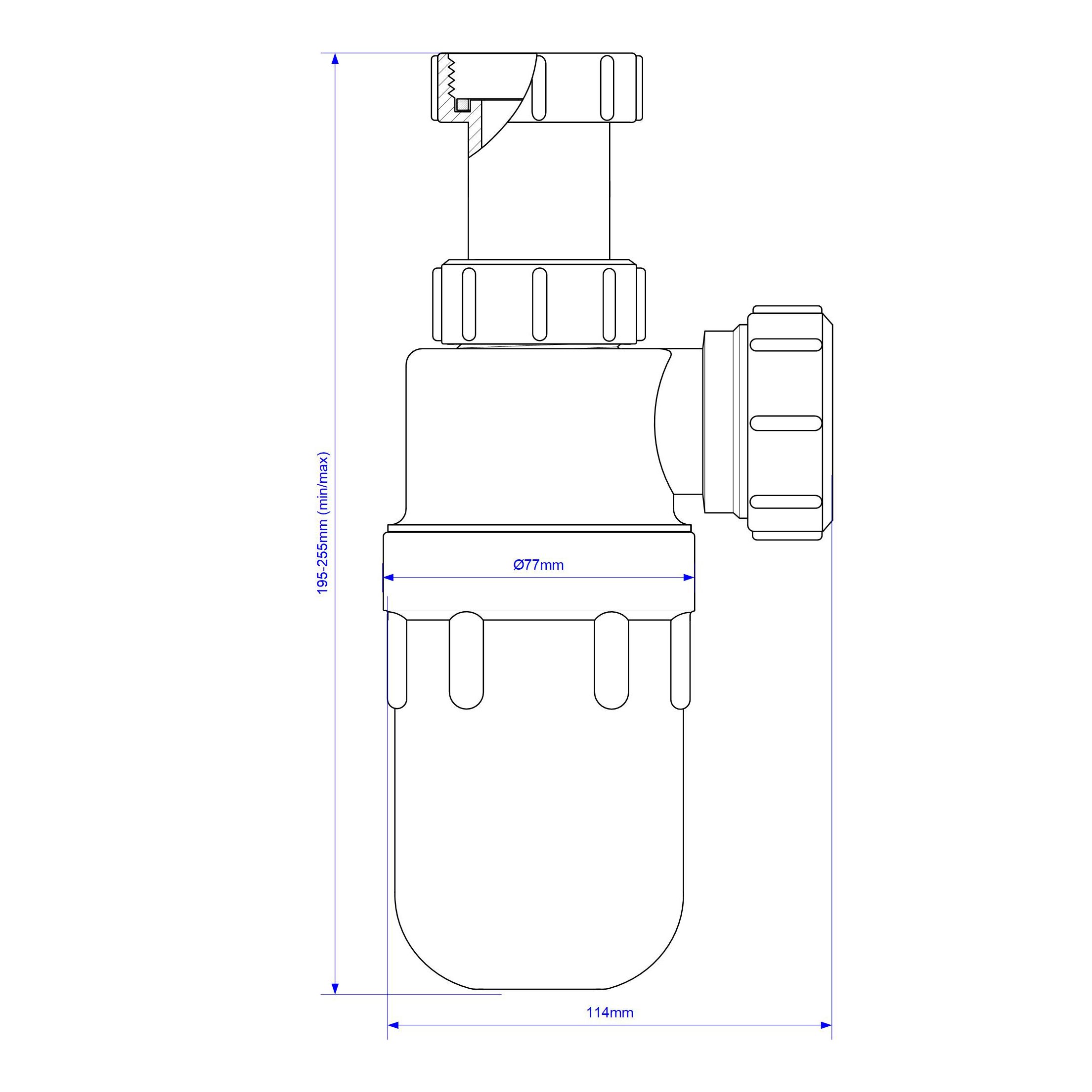 McAlpine Antivac Bottle Sink & basin Trap (Dia)32mm