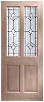 McCall 2 panel Silkscreen Glazed Oak veneer External Front door, (H)1981mm (W)838mm