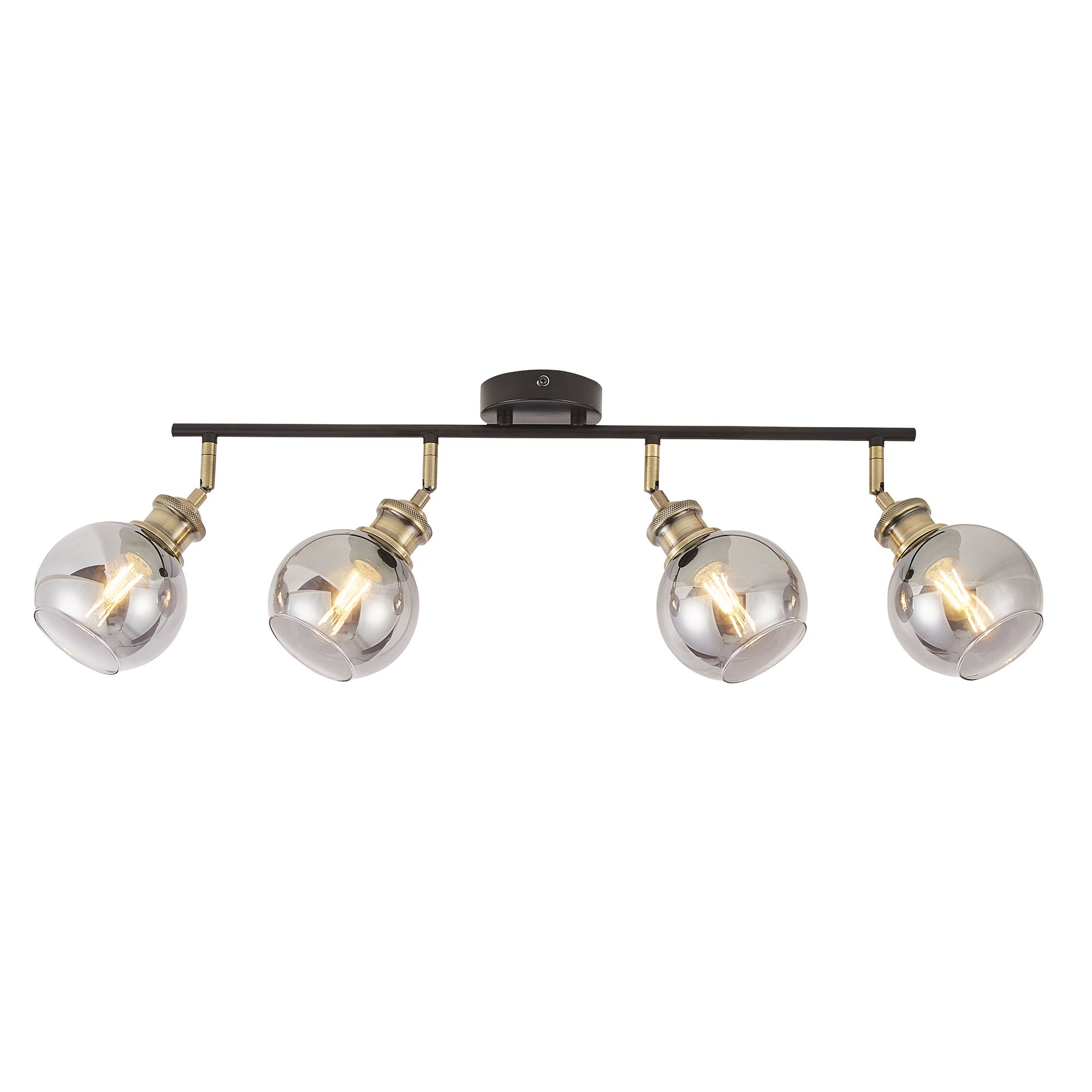 Mebel Matt Black Antique brass effect 4 Light Spotlight