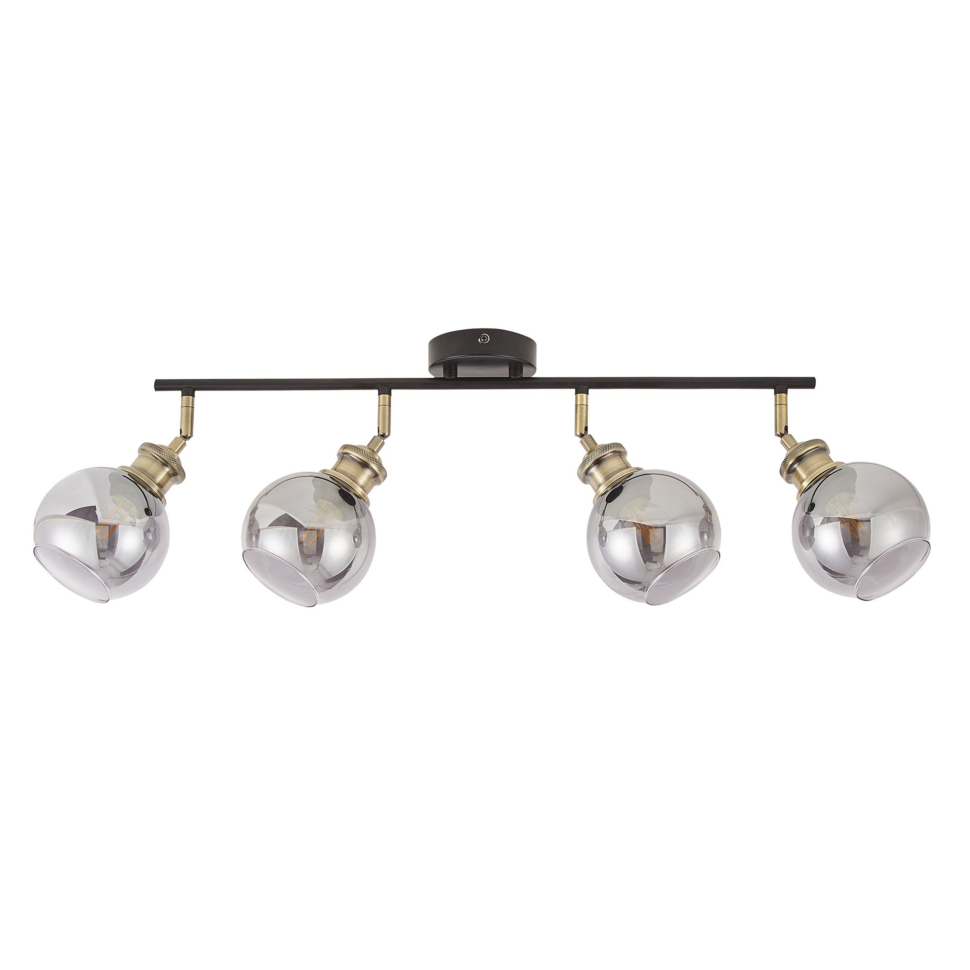 Mebel Matt Black Antique brass effect 4 Light Spotlight