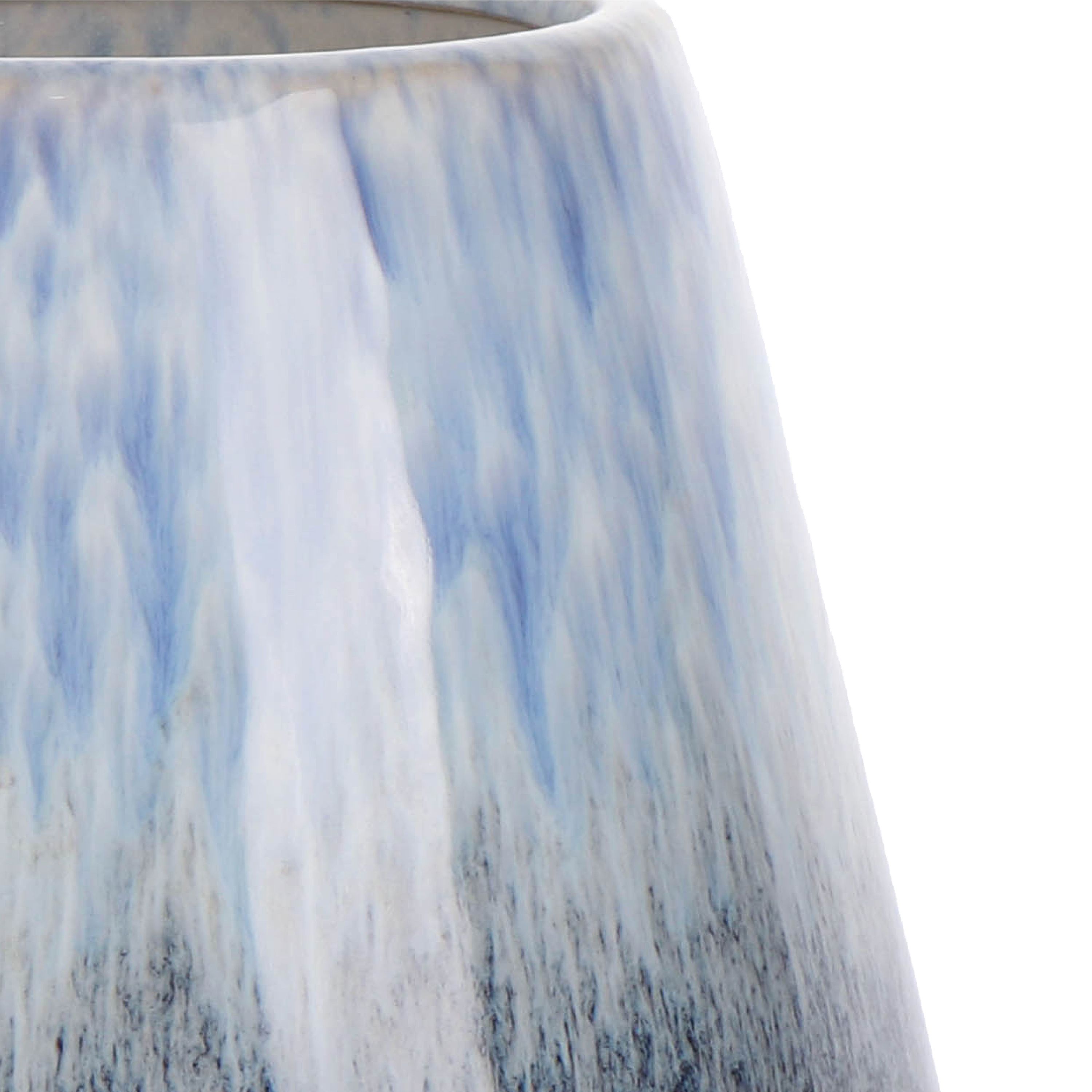 Medium Blue & Grey Gloss Ceramic Vase, (H)25cm (D)19.5cm