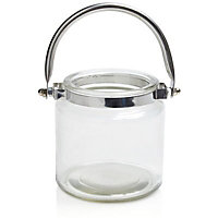 Medium Clear Glass & metal Jar