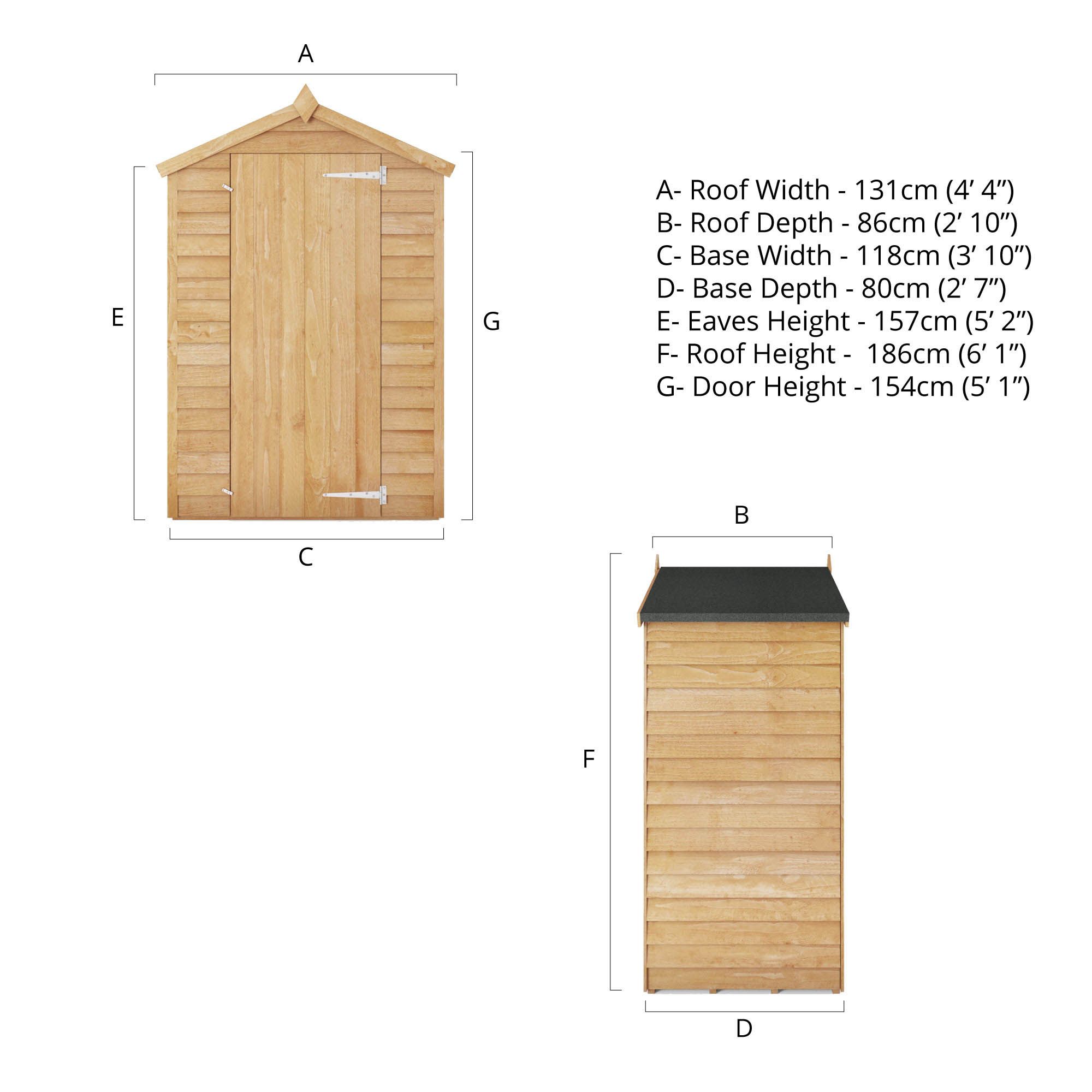 Mercia 4x3 ft Apex Wooden Shed with floor