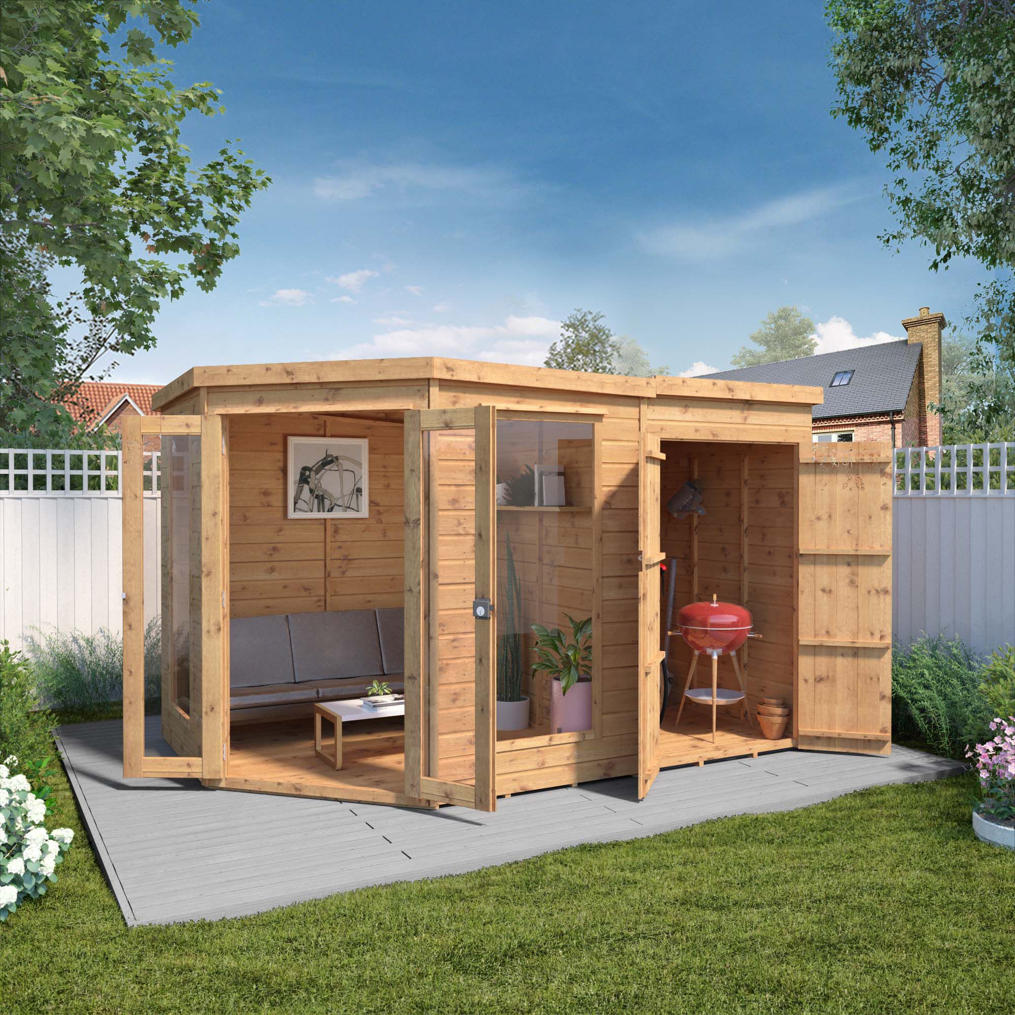 Mercia 7x11 ft with Double door & 2 windows Pent Wooden Summer house